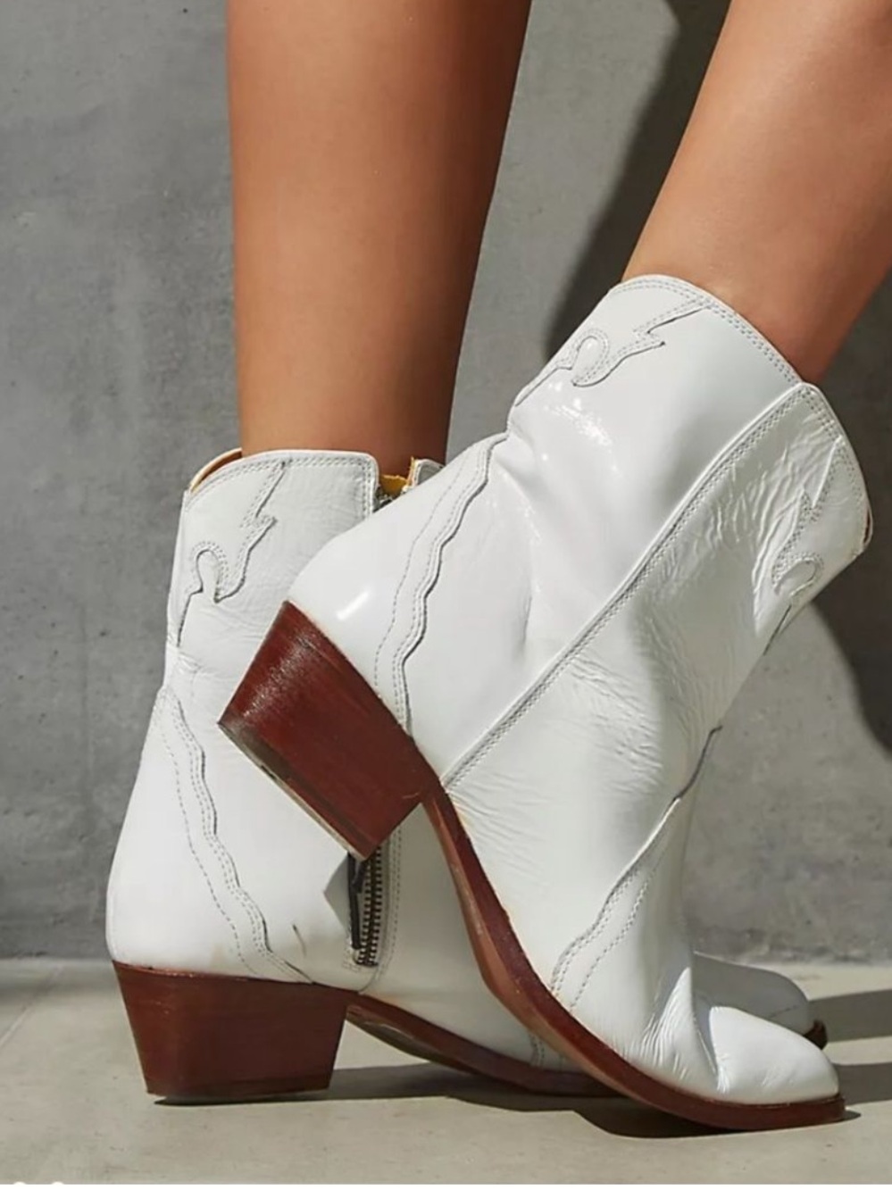 NEW Free People Frontier White Patent Leather Cowboy Western Boot Sz 37.5